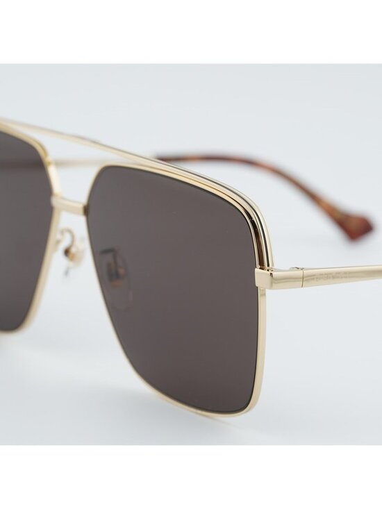 Gucci GG1099SA 003 Sunglasses Gold Aviator Frame, Brown Lenses